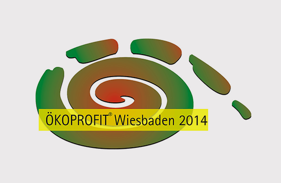 Spiralförmiges Ökoprofit Wiesbaden 2014 Logo.