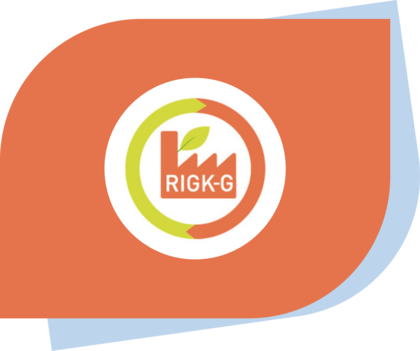 Grafische Abbildung eines Kanisters mit schadstoffhaltigem Inhalt und dem RIGK-G-SYSTEM-Logo 